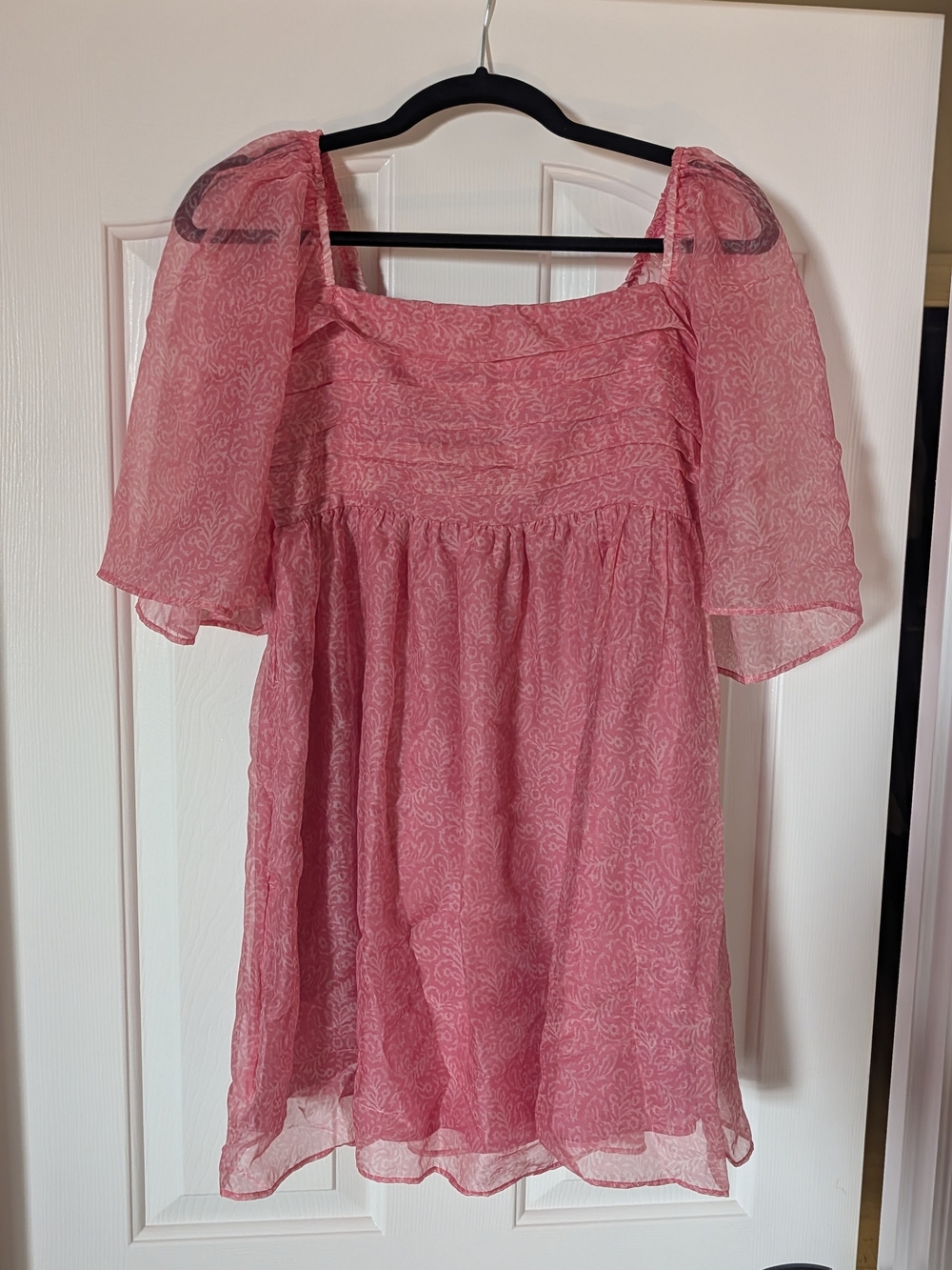 Abercrombie & Fitch Pink Puff-Sleeve Mini Dress